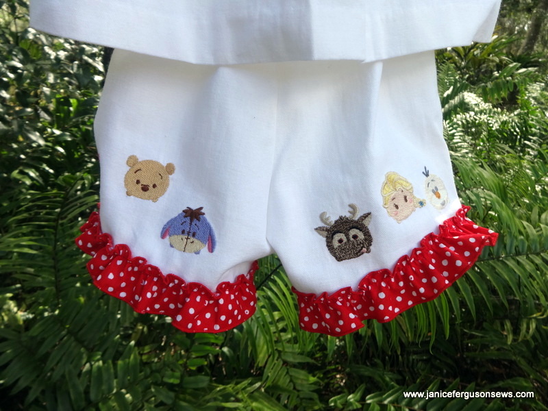 Tsum Tsum characters on back of shorts